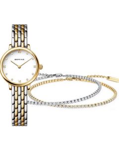 Bering Set Damen Armbanduhr Classic vergoldet, 2 Armbänder 11028-714-GWP