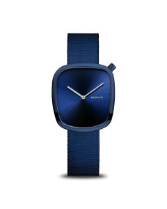 Bering Damenuhr PEBBLE blau 18034-397
