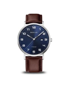 Bering Herrenuhr Titan Lederband 18640-505