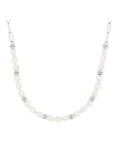 S.Oliver Edelstahl Kette mit Süßwasserzuchtperlen 2039727 SOJ-0218-N-50