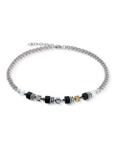 Coeur de Lion GeoCUBE® Fusion Winter Halskette silber-schwarz 3021101317