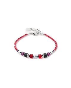 Coeur de Lion Armband Wave Cube Flow silber-rot 3044300317