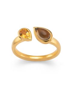 bastian inverun Silber Ring Sparkling Leaves vergoldet 45980