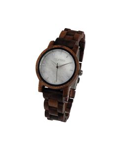 Holzkern Armbanduhr Luft - Walnuss-Marmor