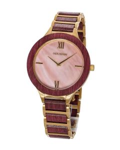 Holzkern Armbanduhr MAURITIUS-Amaranth-Perlmutt