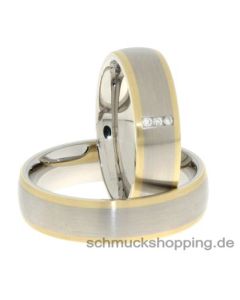 Coll. Ruesch Partnerring Edelstahl mit 585/- Gold und Brillant
