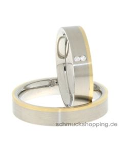 Coll. Ruesch Partnerring Edelstahl mit 585/- Gold und Brillant