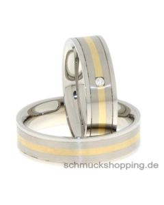 Coll. Ruesch Partnerring Edelstahl mit 585/- Gold und Brillant