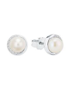 S.Oliver Silber Ohrringe Perle SOJ-0183-E-08