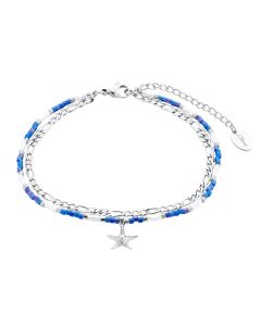 S.Oliver Fußkettchen Edelstahl blau-weiss 2034577