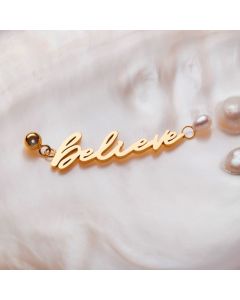 Holzkern Believe Charm Perle vergoldet