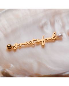 Holzkern Grateful Charm Perle vergoldet