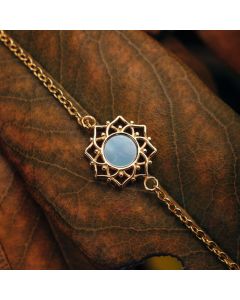 Holzkern Damen Edelstahl Armband Composition blau vergoldet