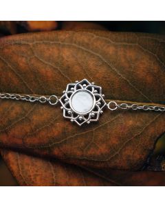 Holzkern Damen Edelstahl Armband Composition weiß silber