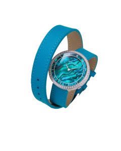 Holzkern Armbanduhr Coralline Abalone-Silber