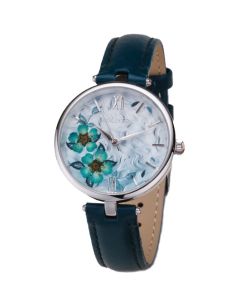 Holzkern Damen Armbanduhr Everbloom silberfarben Pflaumenblüte