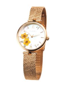 Holzkern Damen Armbanduhr Everbloom Gold-Pflaumenblüte