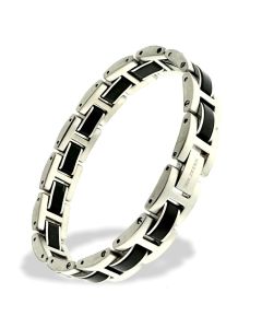 Holzkern Armband Fortissimo_160 Marmor-Silber - matt Edelstahl