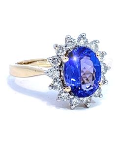 Entourage Ring mit Tansanit und Brillant 750/000 Gold