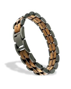 Holzkern Armband Kanon-82 Eiche - matt grau Edelstahl