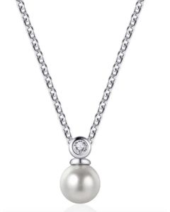 Halskette 925 Silber mit Perle und Zirkonia N1059