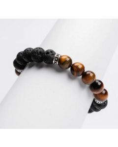 Holzkern Armkette Superset Tigerauge & Lava-1