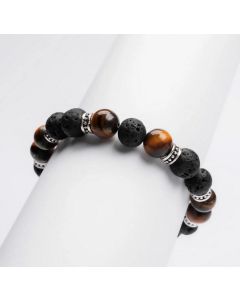 Holzkern Armkette Superset Tigerauge & Lava-2