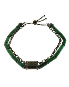 Holzkern Armband Edelstahl Supersonic_Aventurin-Dunkelgrau