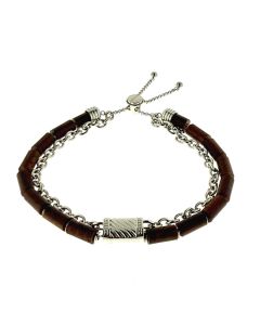 Holzkern Armband Edelstahl Supersonic_Walnuss-Silber