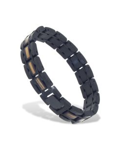 Holzkern Armband Tremolo-125 Zebrano - schwarz matt Edelstahl