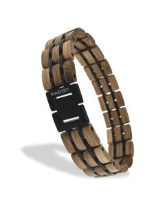 Waidzeit Armband EL-Y01 Zirbelholz Whisky- Edelstahl schwarz