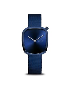 Bering Damenuhr PEBBLE blau 18034-397