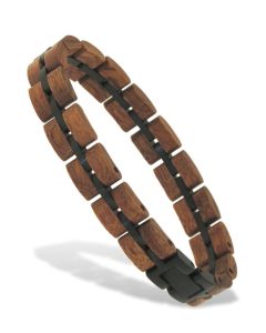 Holzkern Armband Fantasia-13 Koa Edelstahl grau