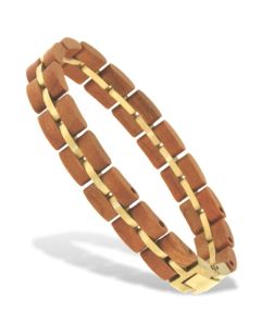 Holzkern Armband Fantasia-74 Kirschholz-Gold