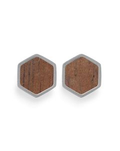 Kerbholz Hexa Earring - Walnuss silber