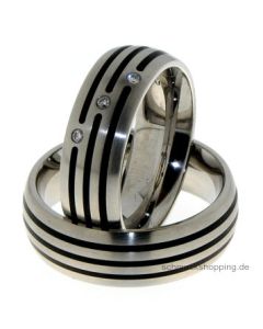 Coll. Ruesch Partnerring Edelstahl mit Ceramic