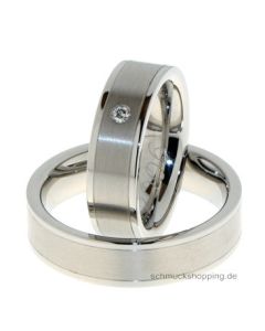 Partnerring Edelstahl mit Brillant