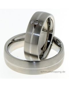 Collection Ruesch Partnerring Edelstahl mit Brillant