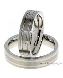 Collection Ruesch Partnerring Edelstahl mit Brillant