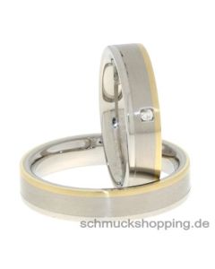 Coll. Ruesch Partnerring Edelstahl mit 585/- Gold und Brillant