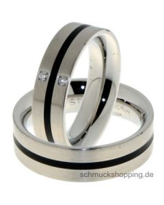 Partnerring Edelstahl mit Ceramic