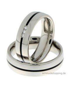 Coll. Ruesch Partnerring Edelstahl mit Ceramic