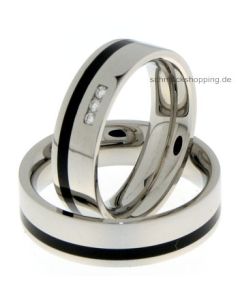 Coll. Ruesch Partnerring Edelstahl mit Ceramic