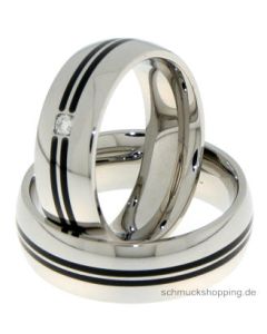 Coll. Ruesch Partnerring Edelstahl mit Ceramic