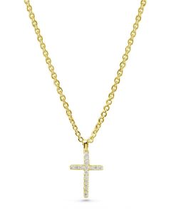 Kette mit Kreuz Anhänger Silber vergoldet 54255