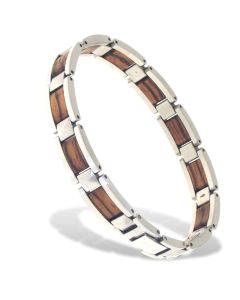 Holzkern Armband Rhapsodie-61 Zebrano - Edelstahl